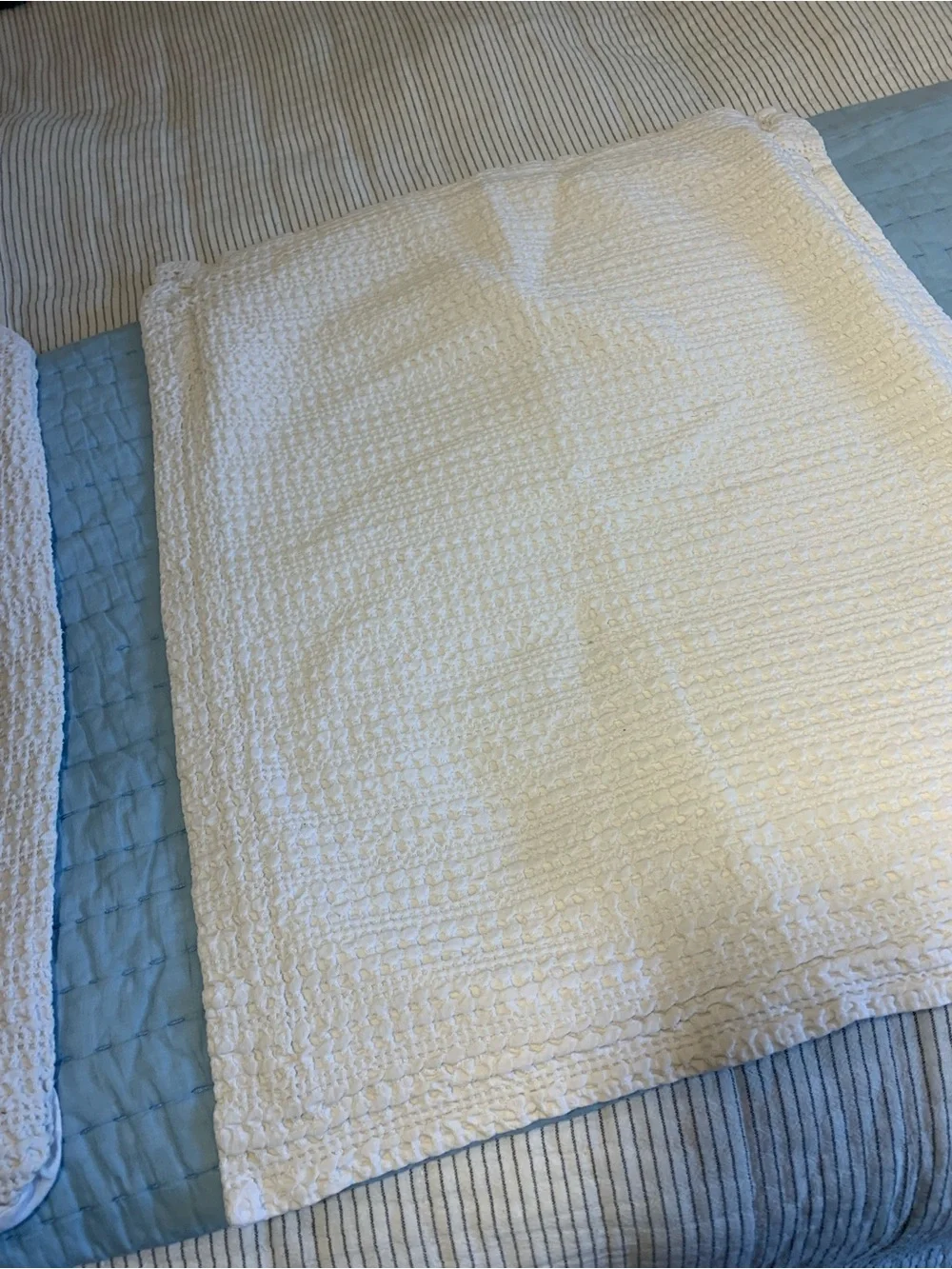 Pottery Barn Ivory Crochet Throw Blanket